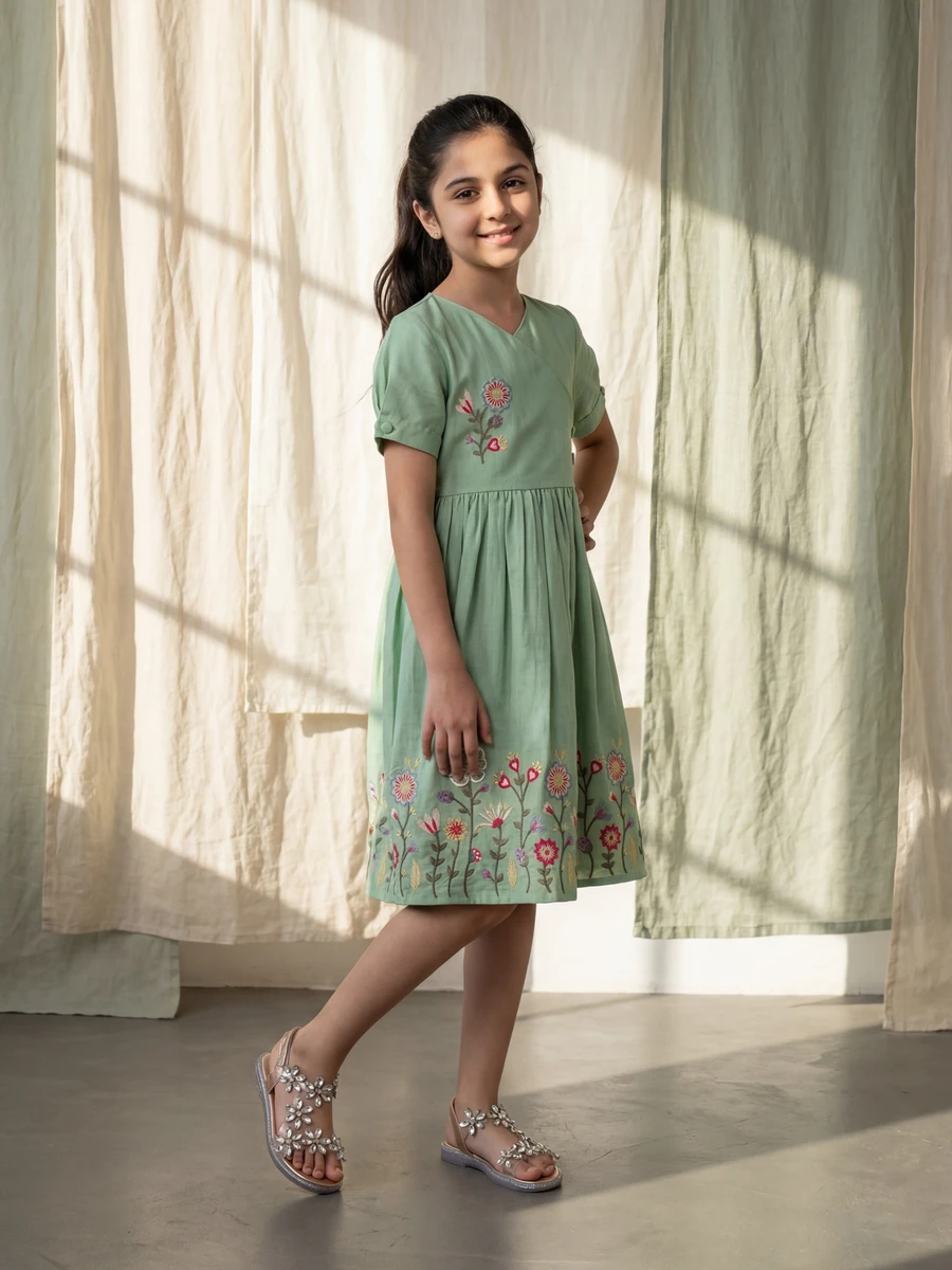 Mint Green Lace Dress kids' wear lookbook image.