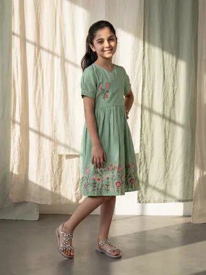 Mint Green Lace Dress kids' wear lookbook image.