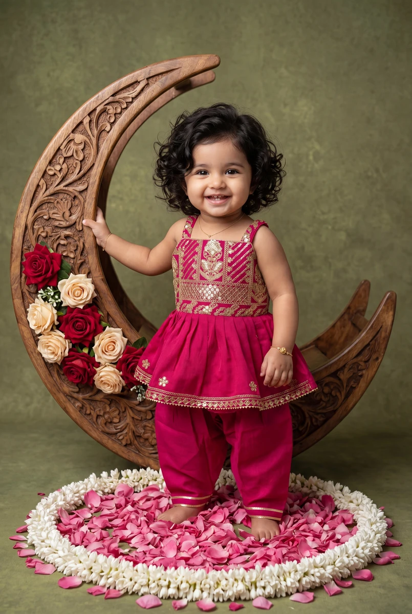 Magenta Lehenga Set kids' wear lookbook image.
