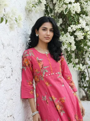 Pink Embroidered Kurta women's wear lookbook image.