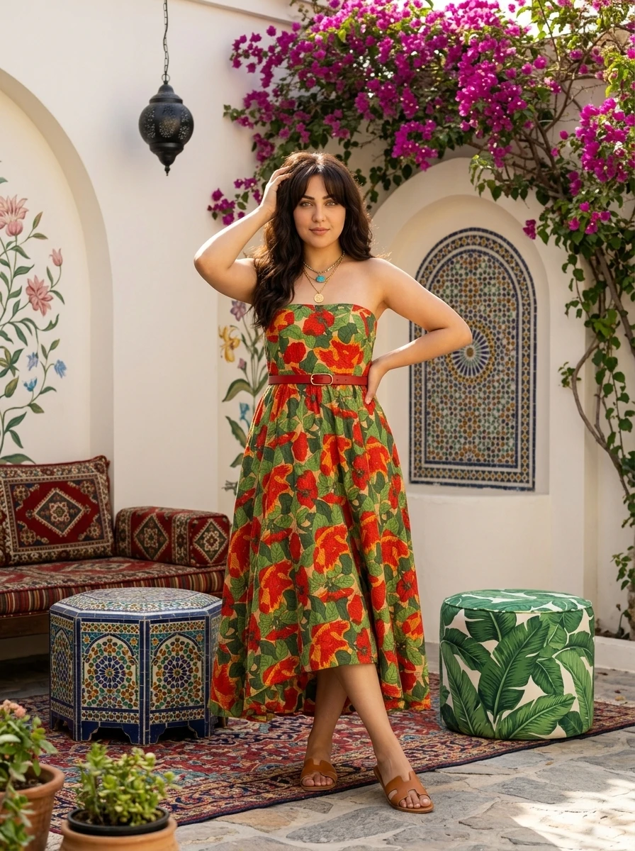 Green Floral Maxi Dress women's wear lookbook image.