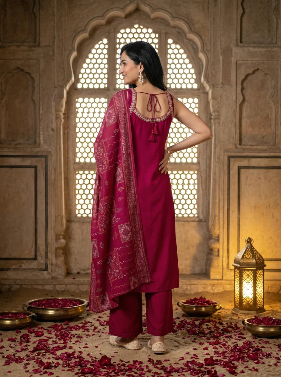 Maroon Anarkali Set women's wear lookbook image.
