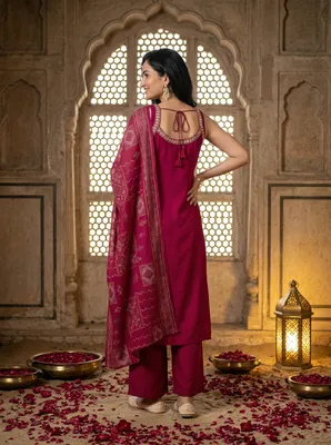 Maroon Anarkali Set women's wear lookbook image.