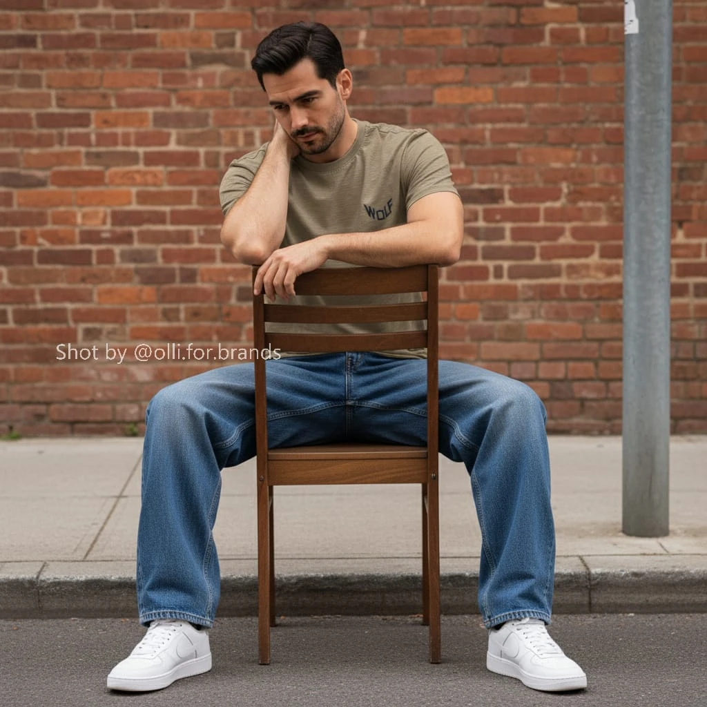 Olive Tee Outdoor Look men's wear lookbook image.
