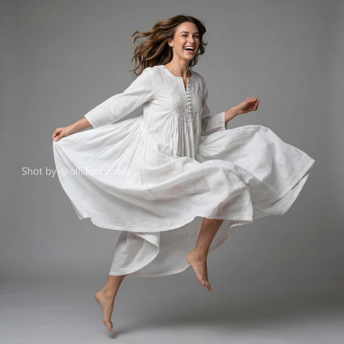 White Twirling Dress women's wear lookbook image.